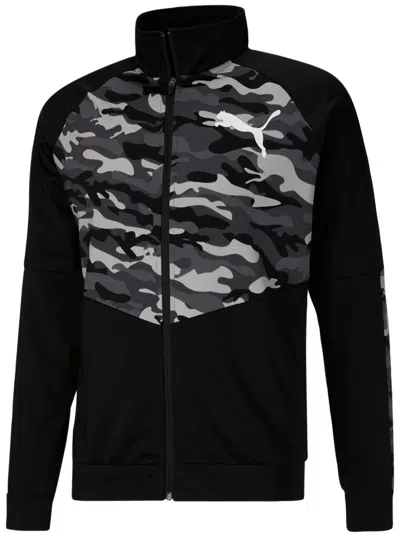 Puma Mens Knit Camouflage Zip-up Jacket In Black