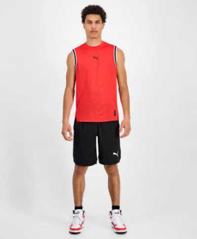 Puma Mens Logo Basketball Tank Top Shorts In For All Time Red