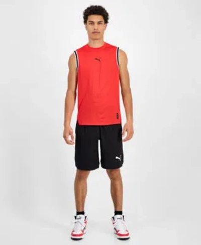 Puma Mens Logo Basketball Tank Top Shorts In Stormy Slate