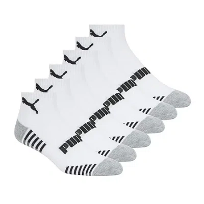 Puma Mens Multi-pack 6 Pair Quarter Ankle Socks In White