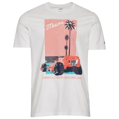 Puma Mens  F1 Miamia Car Vintage T-shirt In White/pink
