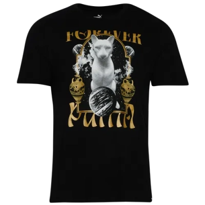 Puma Mens  Rensance Cat T-shirt In  Black/gold