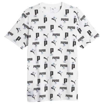 Puma Mens  Smurfs All Out Print T-shirt In  White/blue/black
