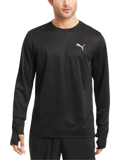 Puma Mens Reflective Long Sleeve Pullover Top In Black