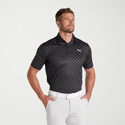 Puma Mens Regular Fit Short Sleeve Polo Shirt In Black