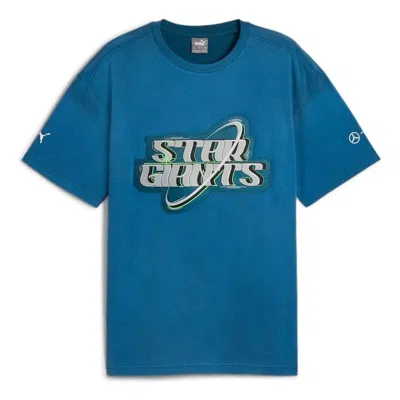 Puma Mercedes-amg Petronas F1 Team Crews Go Summer T-shirt 'ocean Tropic' In Blue