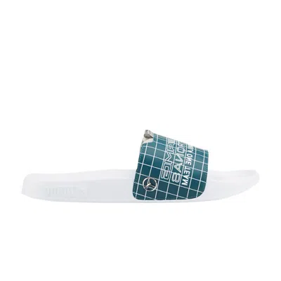 Pre-owned Puma Mercedes-amg Petronas F1 X Leadcat 2.0 Slide 'white Blue Coral'