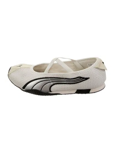 Pre-owned Puma Mesh Graphic Print Ballet Flats In White