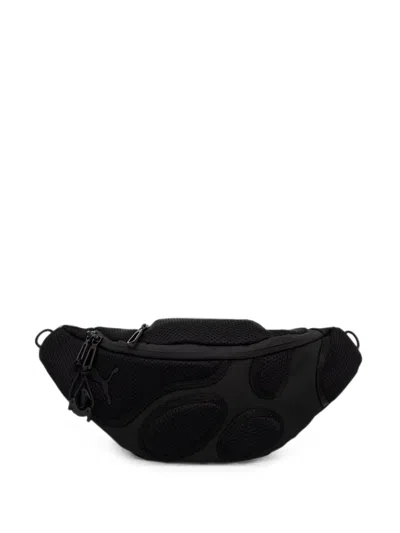 Puma Mesh-panelled Logo-patch Belt Bag In Black