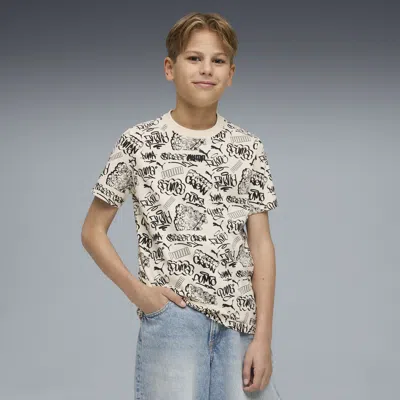 Puma Mid 90s Big Kids' Patterned T-shirt In Blue