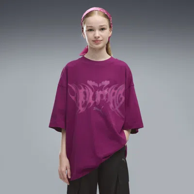 Puma Midnight Shadow Big Kids' Oversized Graphic T-shirt In Purple