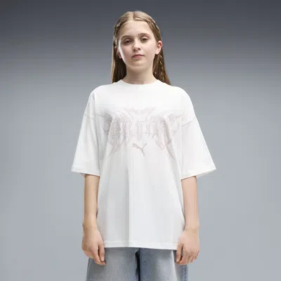 Puma Midnight Shadow Big Kids' Oversized Graphic T-shirt In White