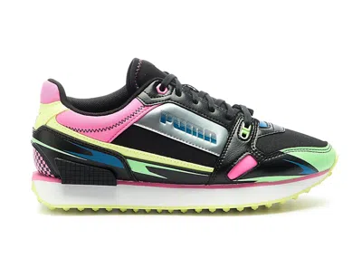 Pre-owned Puma Mile Rider Sunny Getaway Black (women's) Sneakers In  Black/electro Green/pink