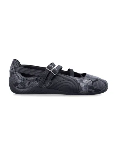Puma Mini Snake Print Ballet Flats In Cool Dk Grey