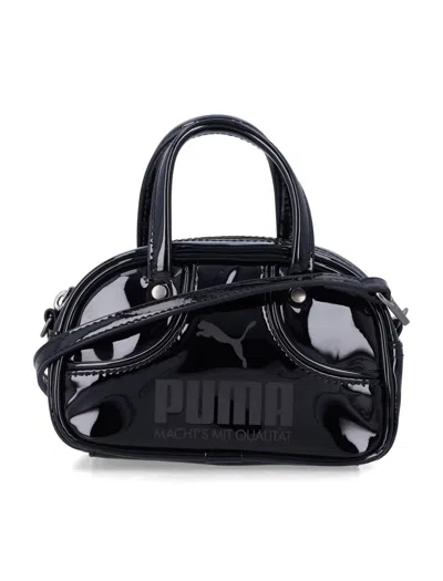 Puma Mini Sporty Retro-inspired Handbag In Black