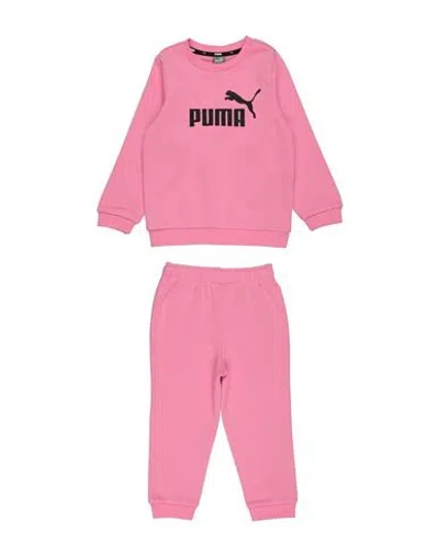 Puma Babies'  Minicats Ess Crew Jogger Fl Toddler Tracksuit Pink Size 3 Cotton, Polyester, Elastane