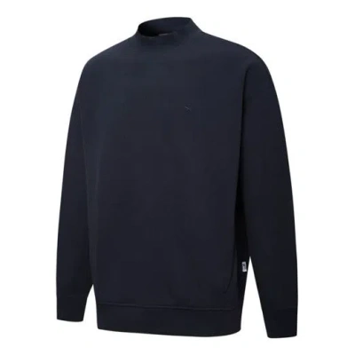 Puma Mmq Crew Alphabet Embroidered Solid Color High Collar Knit Sports Couple Style Navy Blue