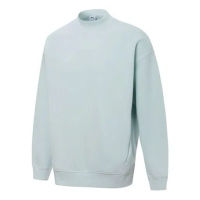 Puma Mmq Crew Alphabet Embroidered Solid Color Knit Sports Couple Style Blue In Green