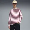 Puma Machts Mit Qualitat Stripe Long Sleeve Cotton T-shirt In Red