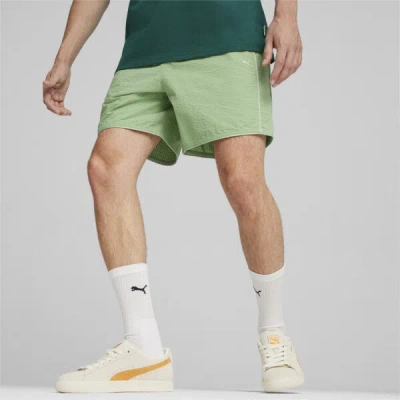 Puma Mmq Men's Seersucker Shorts In Pure Green