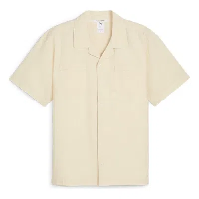 Puma Mmq Seersucker Shirt 'alpine Snow' In Neutral