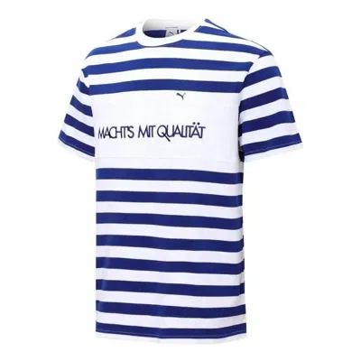 Puma Mmq Striped T-shirt 'blue'