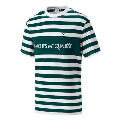 Puma Mmq Striped T-shirt 'green' In Black