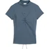 Puma Mock Neck Performance Tee In Blue