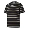 Puma Modern Basics Advanced Tee Casual Sports Breathable Stripe Short Sleeve Black In Black