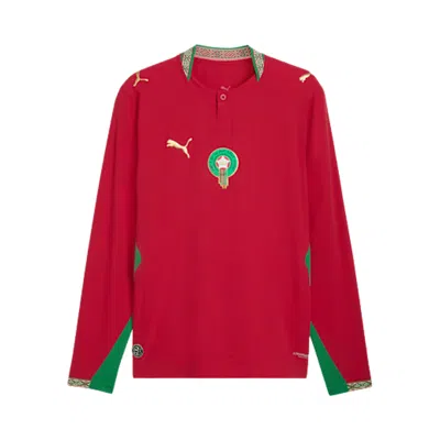 Pre-owned Puma Morocco Authentic Long Sleeve Home Jersey 'fast Red-victory Gold' | Men's Size Xl