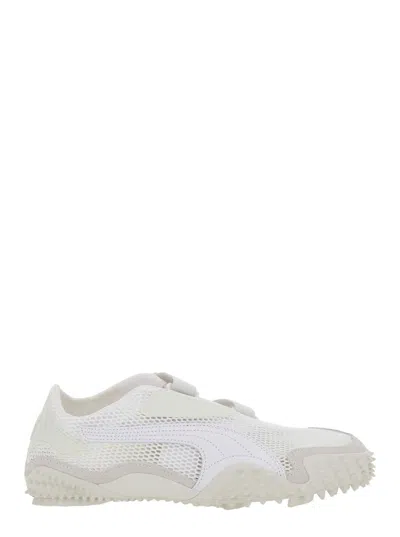 PUMA ‘MOSTRO' WHITE LOW TOP SNEAKER WITH LOGO ON HEEL AND MESH INSERTS IN FABRIC UNISEX