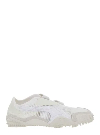 PUMA ‘MOSTRO' WHITE LOW TOP SNEAKER WITH LOGO ON HEEL AND MESH INSERTS