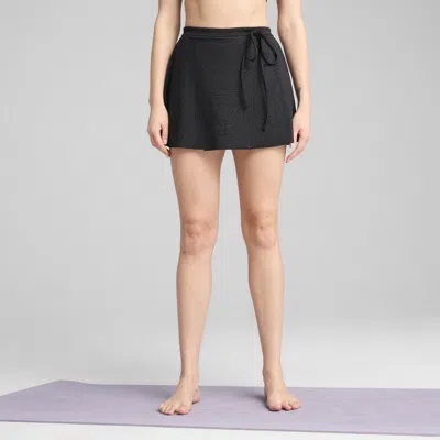 Puma Move Cloudspun Women's All-over Print Wrap Skirt In Black