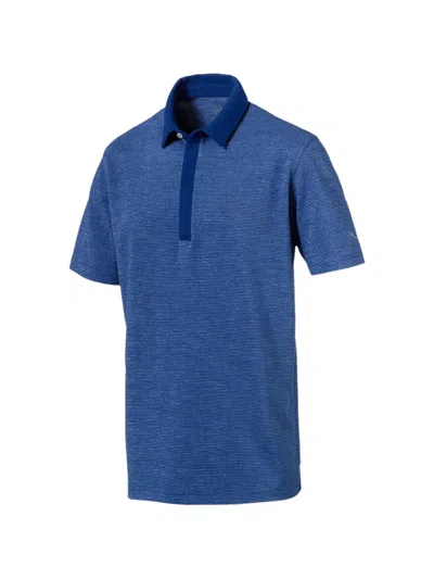 Puma Moving Day Polo Striped Polo Shirt In Blue