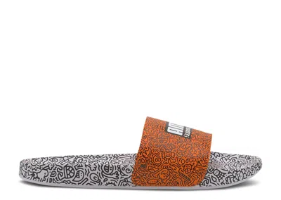 Puma Mr. Doodle X  Leadcat 20 Slides 'wavy Doodles' In White