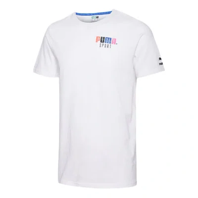 Puma Multi-color Logo Athleisure Casual Sports Short Sleeve White