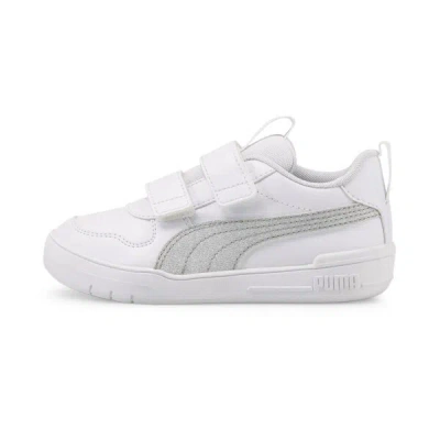 Puma Multiflex Glitz Formstrip Little Kids' Sneakers In White- Silver