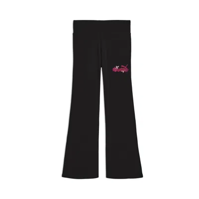 Puma Nature Pack Little Kids' High Waist Flared Leggings In Black
