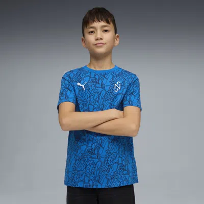 Puma Neymar Jr Brazil Passion Big Kids' Patterned Soccer T-shirt In Blue