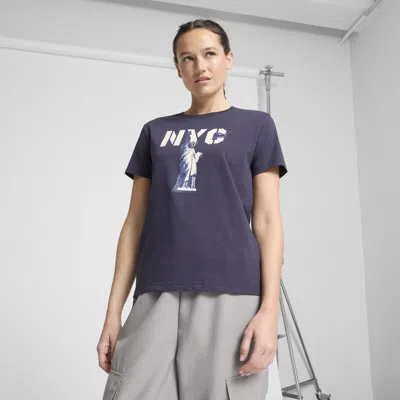 Puma Graphics Nyc Big Liberty Women's T-shirt In Blue