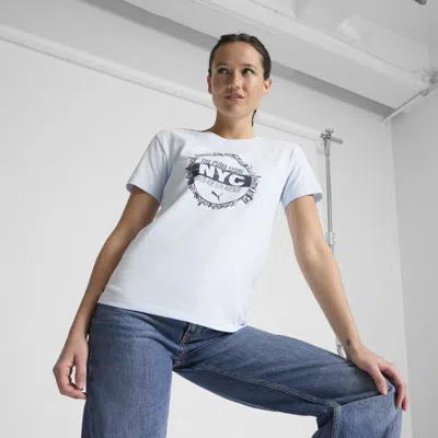 Puma Graphics Nyc Skyline Women's T-shirt In Blue