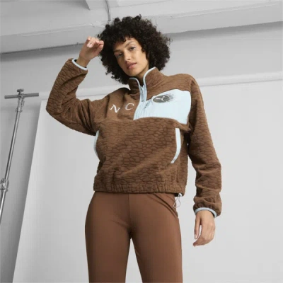 Puma Nyc Women's Half-zip Fleece Shoes In Haute Coffee