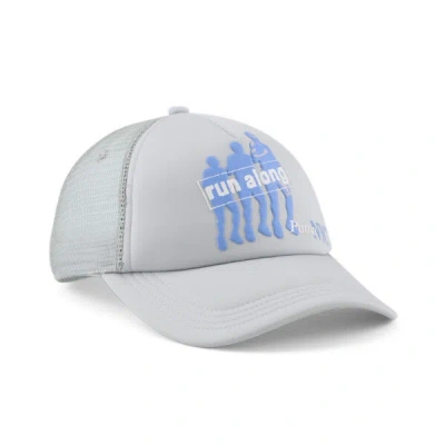 Puma Nyc Run Along Retro Trucker Hat In Light Pastel Grey