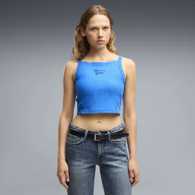 Puma Nyc Women's Ribbed Graphic Tank Top In Blue