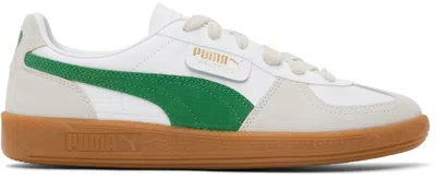 Puma Off-white & Green Palermo Leather Sneakers In  White-vapor Gra