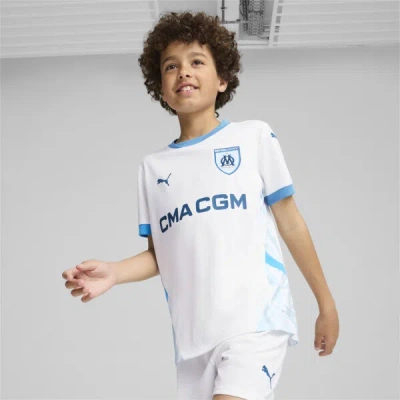 Puma Olympique De Marseille 24/25 Big Kids' Replica Home Soccer Jersey In White-bleu Azur