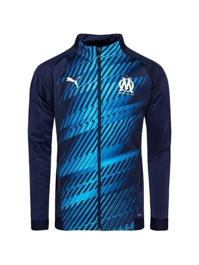 Puma Olympique De Marseille Logo-print Long-sleeves T-shirt In Blue