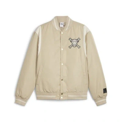Pre-owned Puma One Piece X  Collection Varsity Jacket Beige Size L Unisex Putty 2024