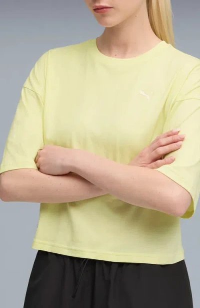 Puma Oversize Crop Cotton T-shirt In Yellow