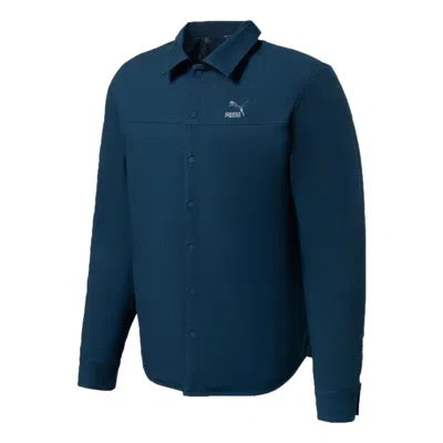 Puma Paisley Woven Reversible Shacke Shirt 'blue Grey Black'